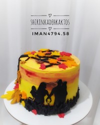 سفارش کیک زیبای پاییزی کیک دوطرفه