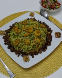 سبزی پلو و میگو