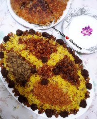 عدس پلو با گوشت قلقلی