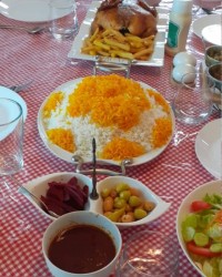 پلو زعفرونی و مرغ