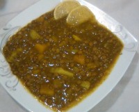 خوراک قلیه کدو باعدس