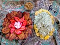 شوید پلو با شامی ماهی