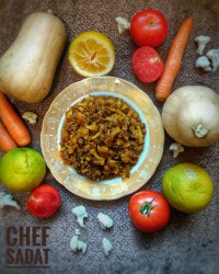 خوراک گل کلم و گوشت چرخ کرده