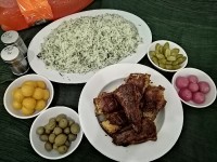 سبزی پلو با ماهی سرخ شده