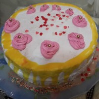 کیک اسفنجی با فیلینگ موز و گردو برای روز مادر