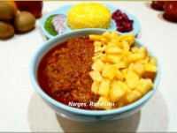 واویشکا گوشت با کته زعفرونی