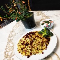 عدس پلو با کشمش