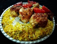 باقالی پلو با مرغ سوخاری