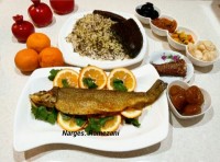 سبزی پلو باماهی قزل