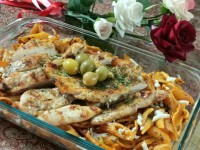 گریل چیکن پنه (پاستا مرغ کبابی)