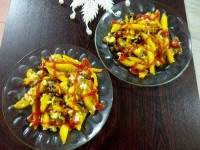 سیب زمینی با قارچ و پنیر❤❤