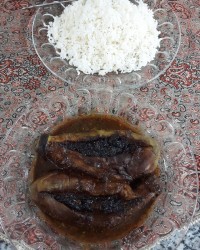 پلو و بادمجان شکم پر گیلانی