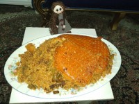 لوبیا پلو با گوشت قلقلی