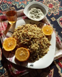 عدس پلو با گوشت