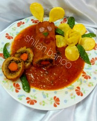تزئین رول گوشت ومرغ