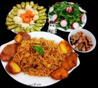 ماکارونی با قارچ و مرغ