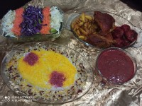 سلام دوستان اینم شام خوشمزه من واسه تولد گل پسرام