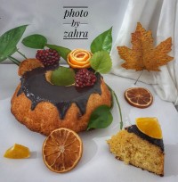 کیک پرتقالی با سس گاناش