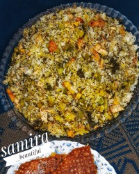 شوید باقالی با مرغ مخلوط