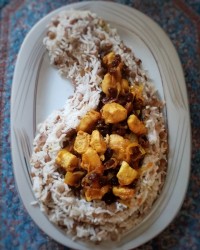 عدس پلو با مرغ