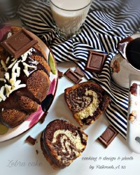 کیک زبرا با شکلات تخته ای