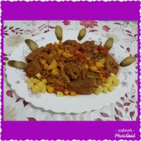 خوراک بادمجان و قارچ