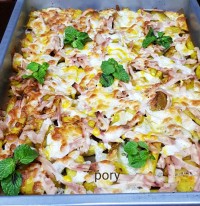 سیب زمینی تنوری با ژامبون وپنیر