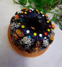 کیک وانیلی با روکش گاناش