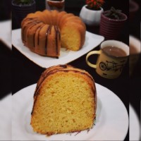 کیک با پودر کرم کارامل