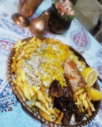 رشته پلو با مرغ