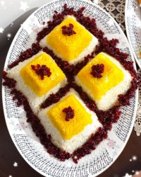 زرشک پلو با مرغ زعفرانی