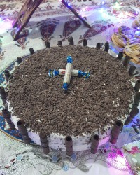 کیک خشمزه ام که برای جشن تکلیف دخترم درست کردم