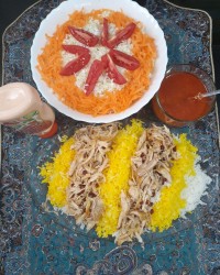 زرشک پلو با مرغ ریش ریش وسالاد??