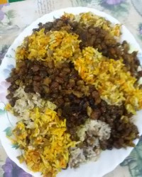 پلو عدس با گوشت