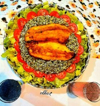 شوید پلو با ماهی سوخاری