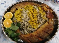 سبزی پلو با ماهی قزل