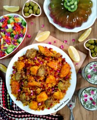 ته چین مرغ وبادمجان