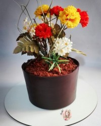 کیک طرح گلدان