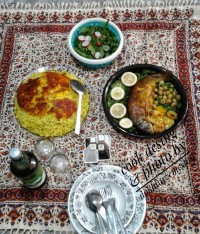 ناهارروزعید (سبزی پلوباماهی باته دیگ زعفرانی)