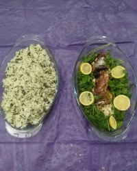 سبزی پلو با ماهی شکم پر