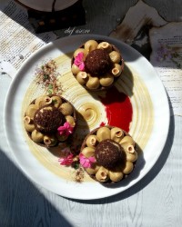 hazelnute، choux and chocolate tart