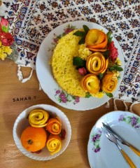 کیک پرتقالی با سس گاناش
