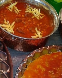 قیمه، ته دیگ کنجدی زعفرانی