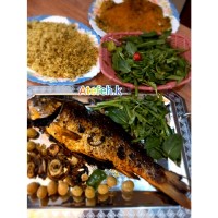 سبزی پلو با ماهی شکم پر