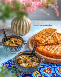 کشک بادمجون با نون بربری خونگی
