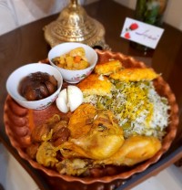 باقالی پلو با مرغ زعفرانی