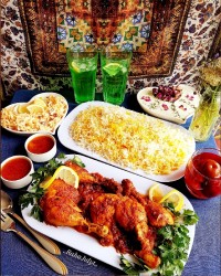 خوراک مرغ با سس کاراملی