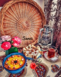 شله زرد باسلوق خونگی،حلوا با شیره خرما