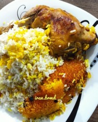 پلو مرغ با برنج محلی