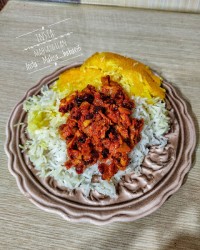 زرشک پلو با مرغ ریش شده